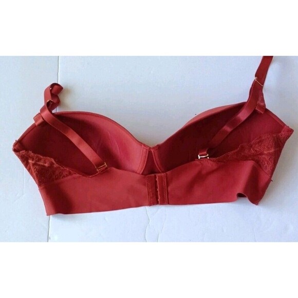 Pure Beauty By Rene Rofe Bra  Size 42C Burnt Orange Seamless Wireless Lace - Picture 3 of 6